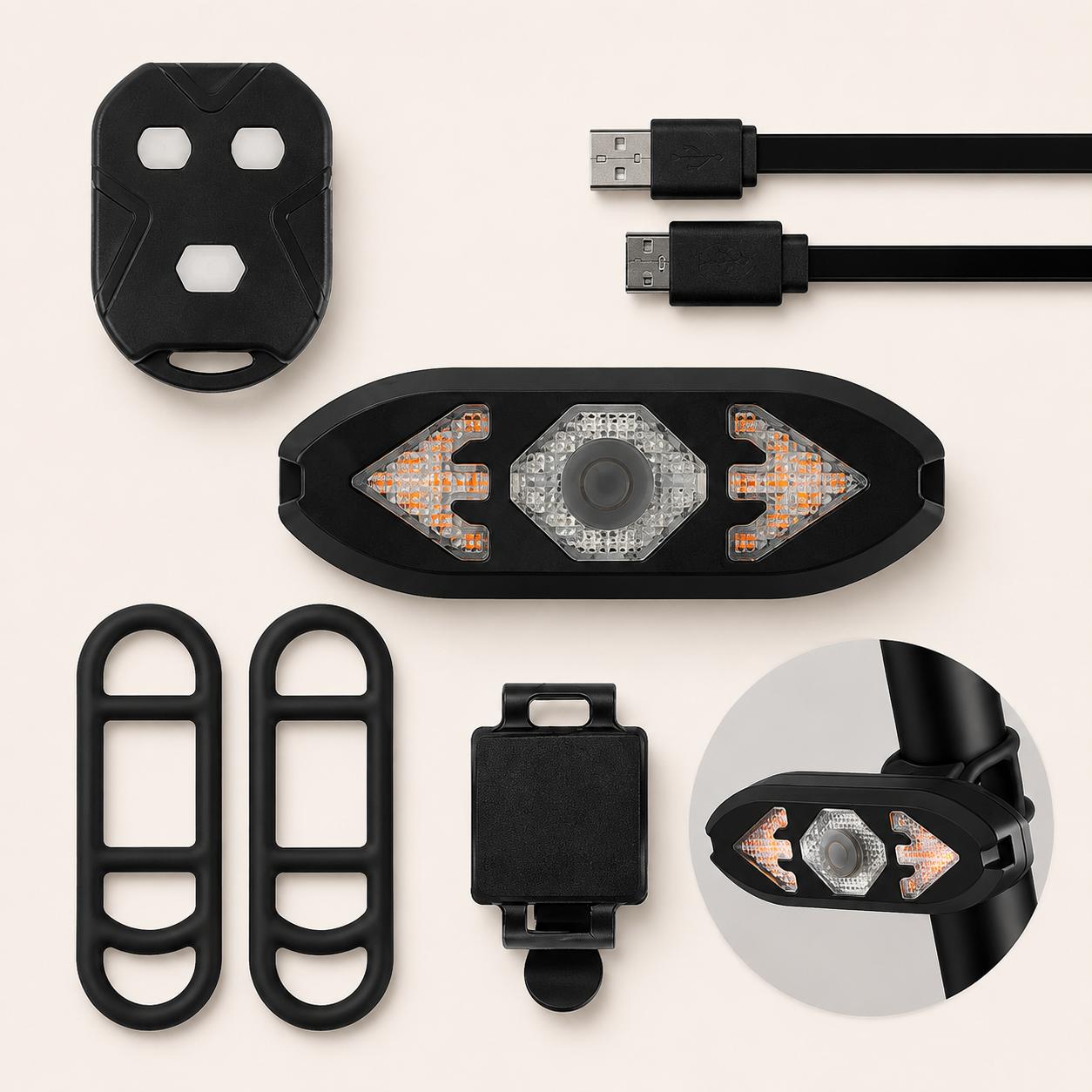 Wireless bicycle turn signal light kit with handlebar remote